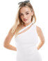 ASOS DESIGN one shoulder ribbed midi dress in white