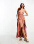 Bardot – Maxikleid in Rosa mit One-Shoulder-Träger gebranntes Rosa, 44 - фото #1