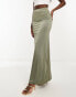 Фото #4 товара ASOS DESIGN satin twill maxi skirt in olive