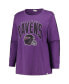 Women's Purple Baltimore Ravens Plus Size Honey Cat SOA Long Sleeve T-shirt