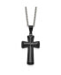 Black IP-plated Medium Pillow Cross Pendant Cable Chain