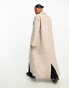 Monki longline textured coat in beige