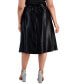 Plus Size Belted Satin A-Line Midi Skirt