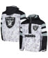 Men's White, Black Las Vegas Raiders Thursday Night Gridiron Raglan Half-Zip Hooded Jacket