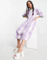 COLLUSION twill gingham midi smock dress in lilac