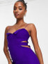 Vesper Petite cami strap cut out waist midaxi dress with thigh split in purple