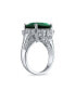 Фото #2 товара Large Fashion Solitaire AAA Cubic Zirconia Pave CZ Cushion Cut Simulated Emerald Green 7CTW Cocktail Statement Ring For Women