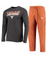 ფოტო #5 პროდუქტის Men's Texas Orange, Heathered Charcoal Texas Longhorns Meter Long Sleeve T-shirt and Pants Sleep Set