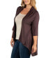 ფოტო #1 პროდუქტის Elbow Length Sleeve Plus Size Open Cardigan