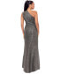 ფოტო #2 პროდუქტის Women's Metallic One-Shoulder Sleeveless Gown