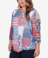 Фото #3 товара Plus Size All American Patchwork Flag Mesh Top with Necklace