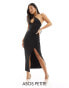 Фото #1 товара ASOS DESIGN Petite scuba cut out halter midi dress in black