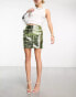 Фото #4 товара Something New x Lame. Cobain metallic button front mini skirt in green