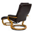Фото #2 товара Contemporary Brown Leather Recliner And Ottoman With Swiveling Maple Wood Base
