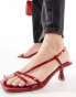 Фото #4 товара schuh Sora strappy kitten heel sandals in cherry red