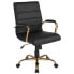 Фото #4 товара Mid-Back Black Leather Executive Swivel Chair With Gold Frame And Arms