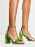 RAID Wink block heel sandals in green metallic - exclusive to ASOS