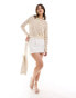 Фото #3 товара JDY open knit scallop edge top in beige