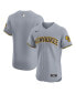 ფოტო #1 პროდუქტის Men's Gray Milwaukee Brewers Road Vapor Premier Elite Patch Jersey