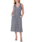 ფოტო #1 პროდუქტის Print Sleeveless Pleated Pocket Midi Dress