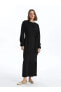 Фото #1 товара Платье женское LC WAIKIKI Classic с прямым бисерным воротником и длинными рукавами