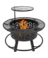 Фото #2 товара Fire Pit BBQ Grill with Poker, Wood Burning Firepit, Black