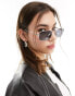 Фото #4 товара Jeepers Peepers rectangle metal sunglasses in silver