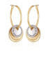 Gold-Tone Glass Stone Circle Coin Hoop Earrings
