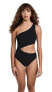 Tory Burch 273383 Women's Solid Cut Out One Piece Swimsuit, Black, S