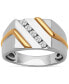 ფოტო #3 პროდუქტის Men's Diamond Diagonal Ring (1/4 ct. t.w.) in Sterling Silver & 18k Gold-Plate