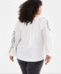 Фото #4 товара Plus Size Floral-Embroidered Popover Blouse, Created for Macy's