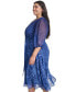 Фото #2 товара Plus Size Printed Tie-Waist Balloon-Sleeve Dress