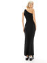 Dr Denim Celia slim fit midi ribbed one shoulder dress with side split in black