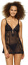 Felina 187372 Womens Black Melanie Babydoll Chemise & G-String Black Size Large