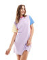 JJXX colourblock oversized t-shirt dress in purple