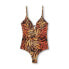 Фото #4 товара Women's Underwire Keyhole One Piece Swimsuit - Shade & Shore Tiger Print 34DD