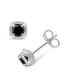 ფოტო #4 პროდუქტის White Diamond & Treated Black Diamond (3/4 ct. t.w.) Stud Earrings in 14K White Gold