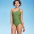 Women's Side-Tie One Shoulder One Piece Swimsuit - Shade & Shore Green S