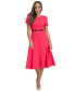 Plus Size Belted A-Line Short-Sleeve Dress