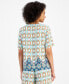 ფოტო #2 პროდუქტის Women's Linen Blend Printed V-Neck Short-Sleeve Top, Created for Macy's