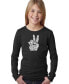 ფოტო #1 პროდუქტის Big Girl's Word Art Long Sleeve T-Shirt - PEACE FINGERS