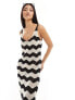 New Look chevron crochet maxi dress in black and white