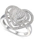 ფოტო #1 პროდუქტის Cubic Zirconia Heart Cluster Halo Ring in Sterling Silver