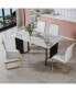 Rectangular Marble Table with 4 White Chairs