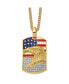 Enamel Crystal Eagle American Flag Dog Tag Curb Chain Necklace