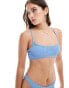 ASOS DESIGN Amy crinkle skinny crop bikini top in blue