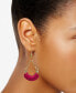 ფოტო #2 პროდუქტის Gold-Tone Leather-Wrapped Open Drop Earrings