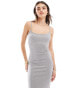 Mango jersey cami midi dress in grey