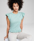 Фото #3 товара Women's Flutter-Sleeve Peplum Sweater, Created for Macy's