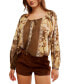 ფოტო #2 პროდუქტის Women's Elena Printed Balloon-Sleeve Cotton Top